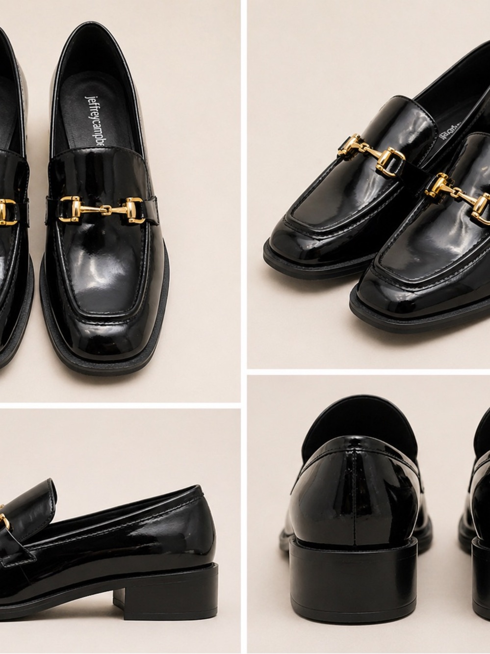 Jeffrey Campbell Black Patent Leather Horsebit Loafers